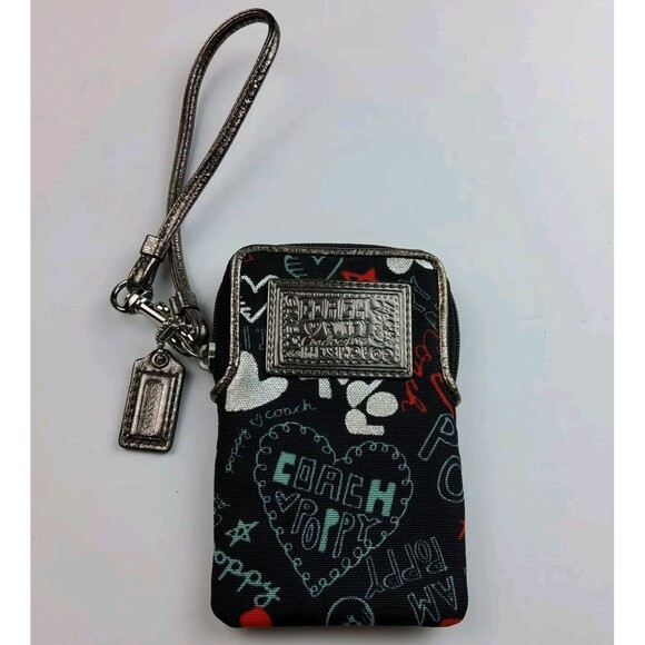 Coach Signature Poppy Cell Phone Camera Case Wristlet Wallet - Picture 1 of 5